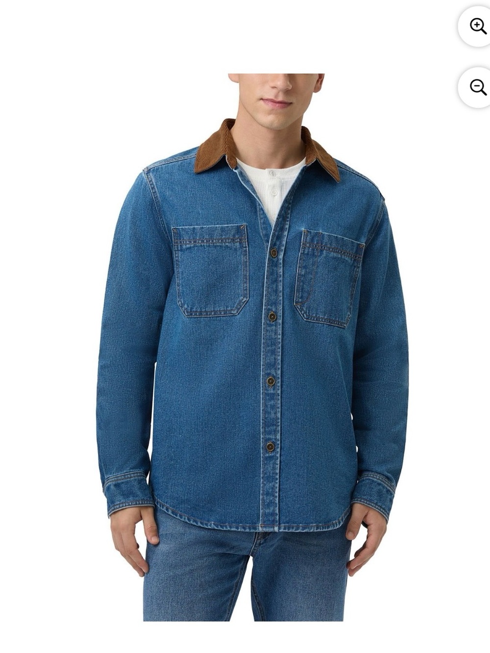 Frye Men's Relaxed Fit Dual Chest Pocketed Denim Barn Shacket 2XL - Medium Wash